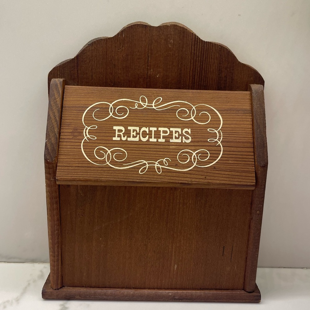 Vintage wooden recipe box
